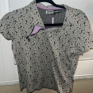 Jamie Sadock Gray Polka Dot Polo Golf Shirt xs